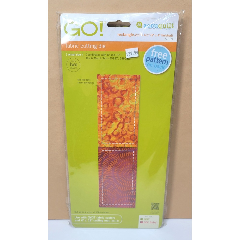 AccuQuilt GO! Fabric Cutting Die Rectangle 2.5 x 4.5 2x4 Finished 55159 New